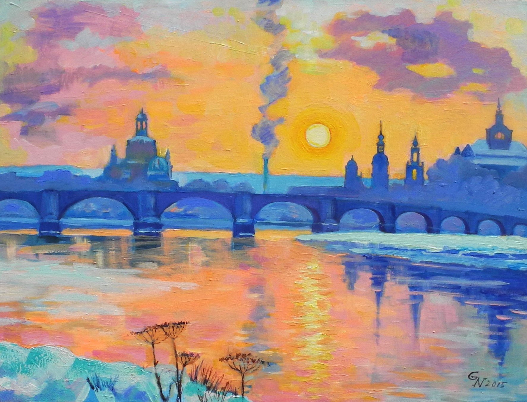 Sonnenuntergang in Dresden von Jonak (ehem. Generosow), Nadja